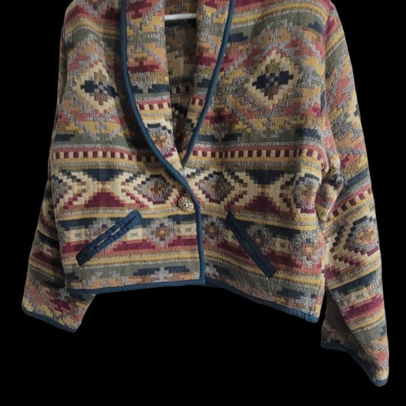 Vintage Carolina Colours Aztec Waist Length Jacket - Picture 2 of 5